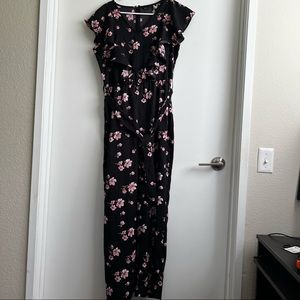 New pink and black floral jumpsuit